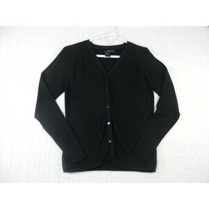 R.J. Collection Cardigan Women Large Black Excellent Silk Blend V-Neck Sweater